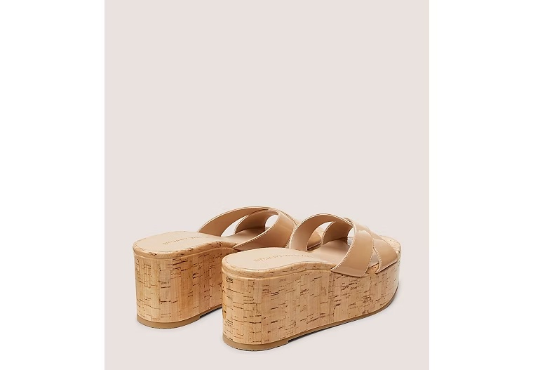 DAYNA WEDGE SLIDE - Patent Leather & Lacquered Cork/Adobe Beige
