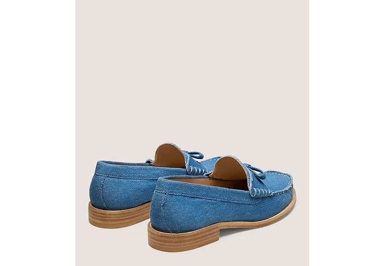 LOTTIE BOW LOAFER - Vintage denim/Washed Blue Denim & Caramel