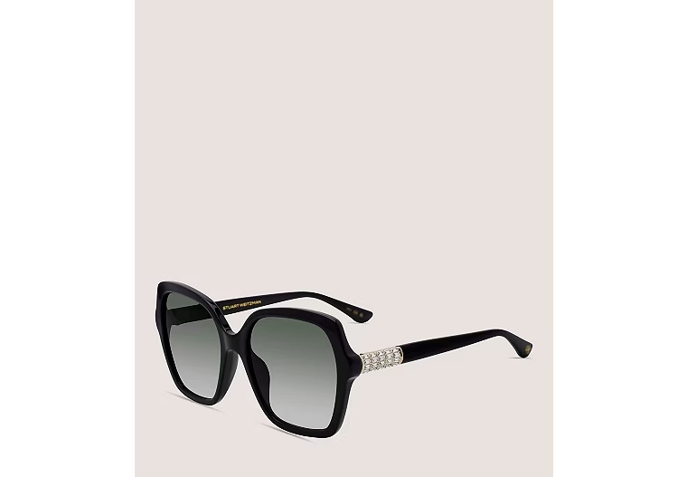 CRYSTAL GEOMETRIC SQUARE SUNGLASSES - Black & Gold