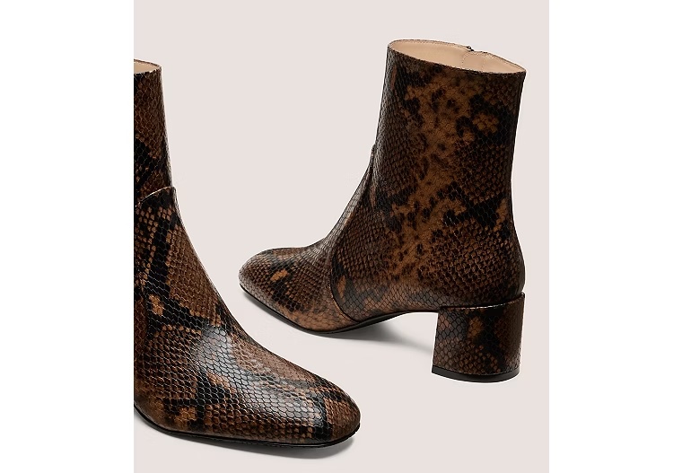 MAEVE ZIP BOOTIE - Snake Printed Leather/Espresso