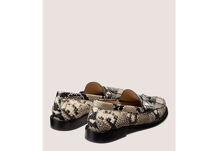 LOTTIE TASSEL LOAFER - Snake Printed Leather/Black & White