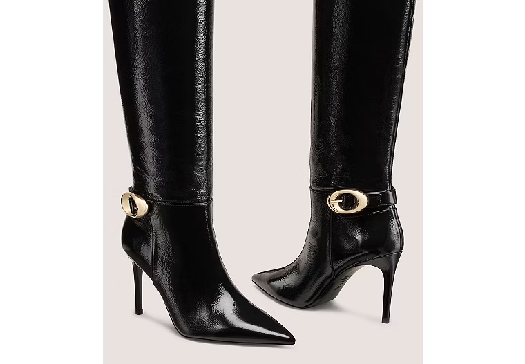STUART POWER BUCKLE BOOT - Crinkled Patent Leather/Black