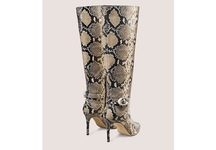 STUART POWER BUCKLE BOOT - Snake Printed Leather/Black & White