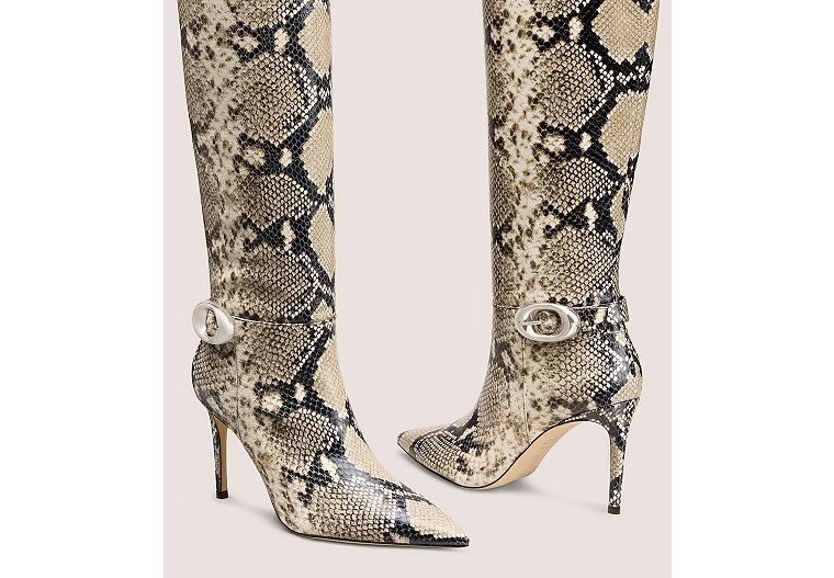STUART POWER BUCKLE BOOT - Snake Printed Leather/Black & White