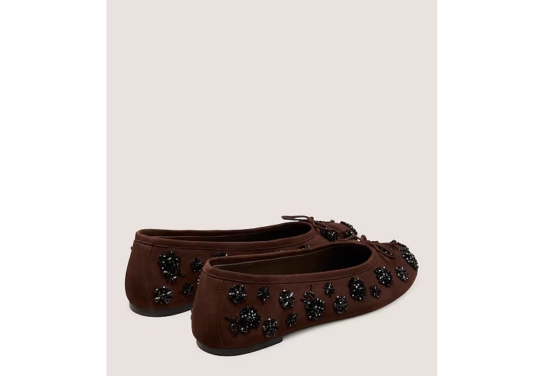 PRIMA BOW BALLET - Jasmine Embroidered Suede/Walnut & Black