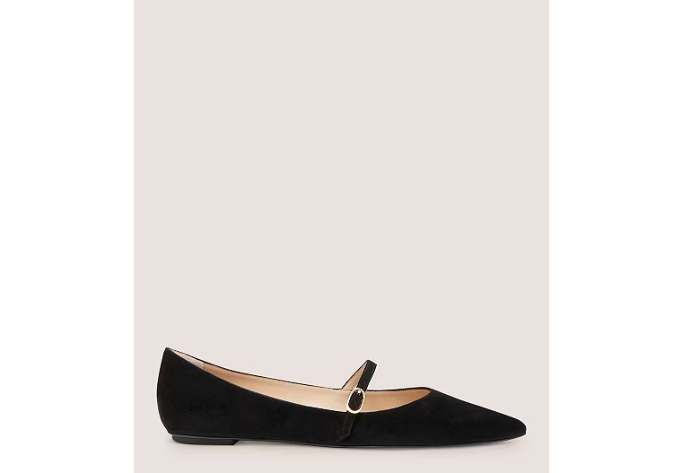 EMILIA MARY JANE FLAT - Suede/Black
