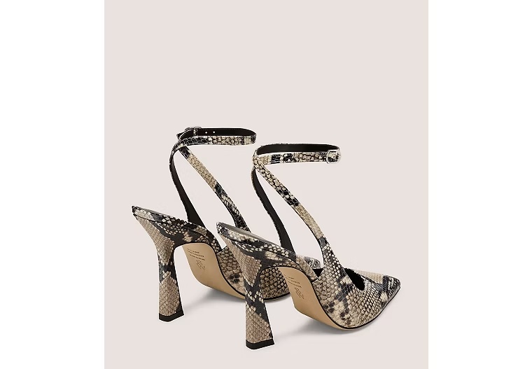 VINNIE 100 STRAP PUMP - Snake Printed Leather/Black & White