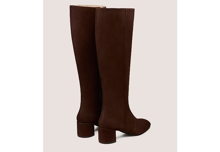 MAEVE ZIP BOOT WIDE SHAFT - Suede/Walnut Brown
