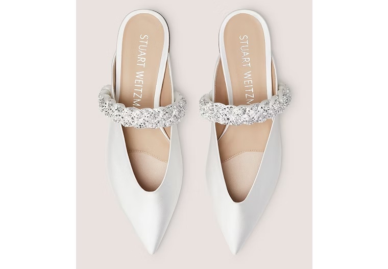 ROYALE PEARL BRAIDA FLAT - Satin/White