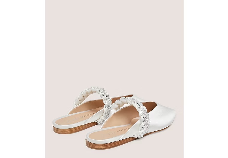 ROYALE PEARL BRAIDA FLAT - Satin/White