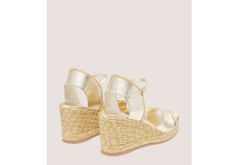 MIRELA II ESPADRILLE WEDGE - Liquid metallic leather & jute/Light Gold
